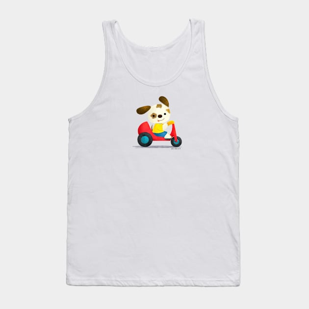 Puppy on a tricycle Tank Top by julianamotzko